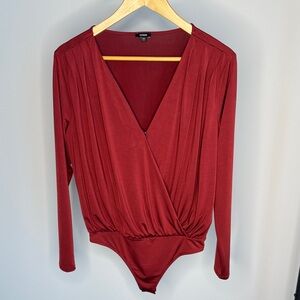 Express Deep Red Long Sleeve Bodysuit